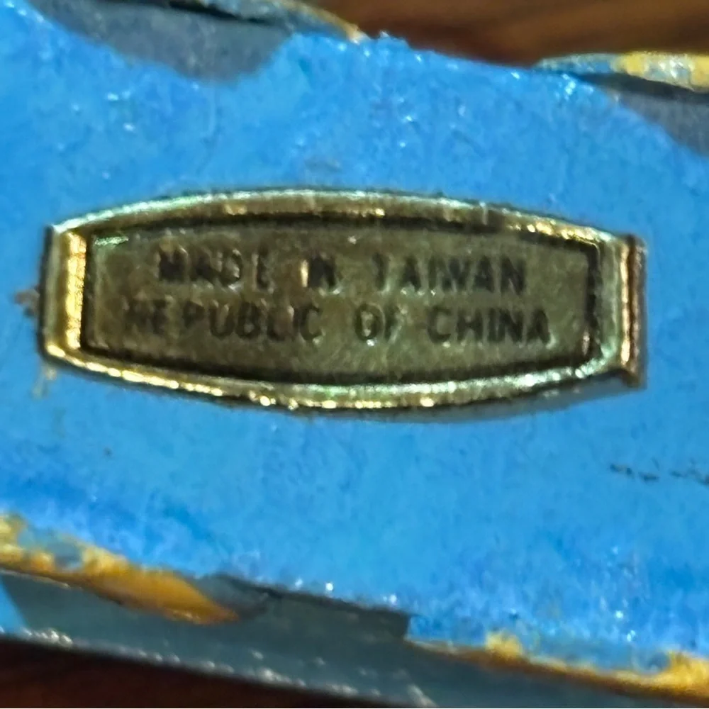 vintage painted wooden train christmas ornament Hand Painted 5” Taiwan